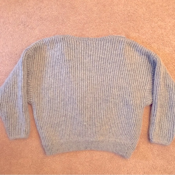 Crocodile Mohair Wool Cardigan Sweater Womens Small Light Grey Chunky Oversized - Picture 3 of 10